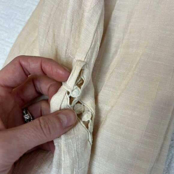 Guess Women's Small Beige Tunic Peasant Midi Dress Flutter Sleeves Cold Shoulder - Picture 12 of 12